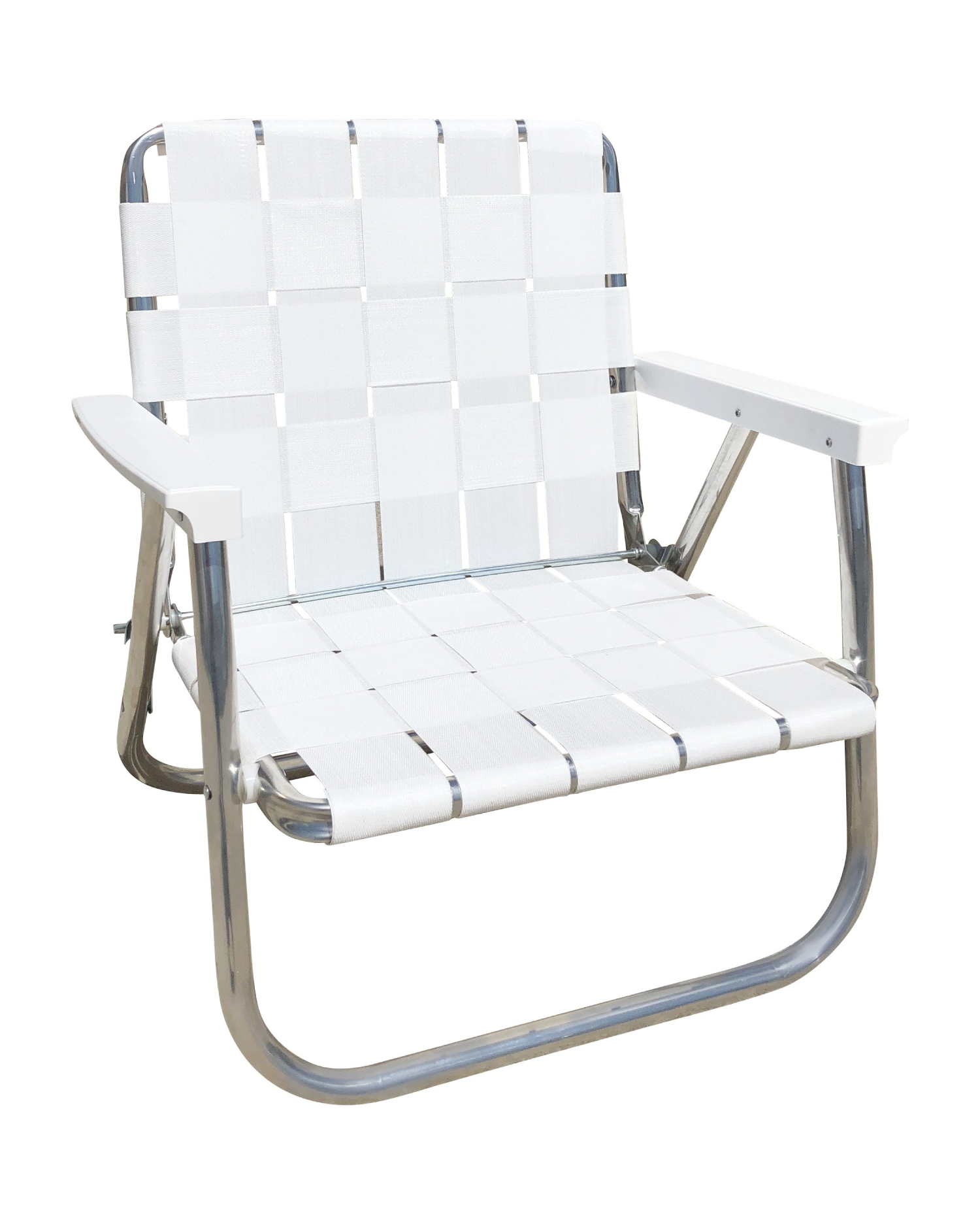 White Aluminum Folding Webbing Low Back Lawn Chair | Lawn Chair USA