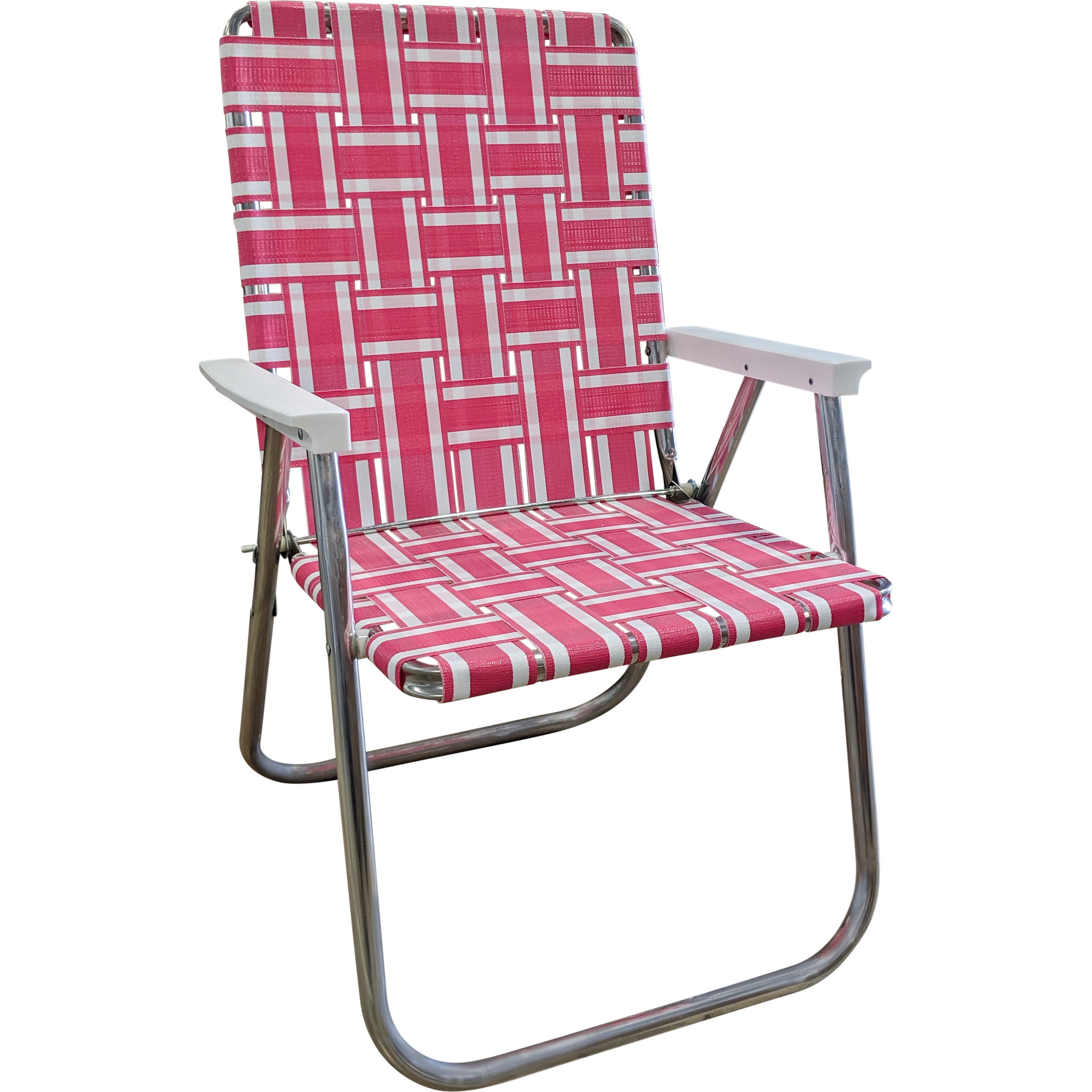 White and Pink Aluminum Folding Webbing Lawn Chair| Lawn Chair USA