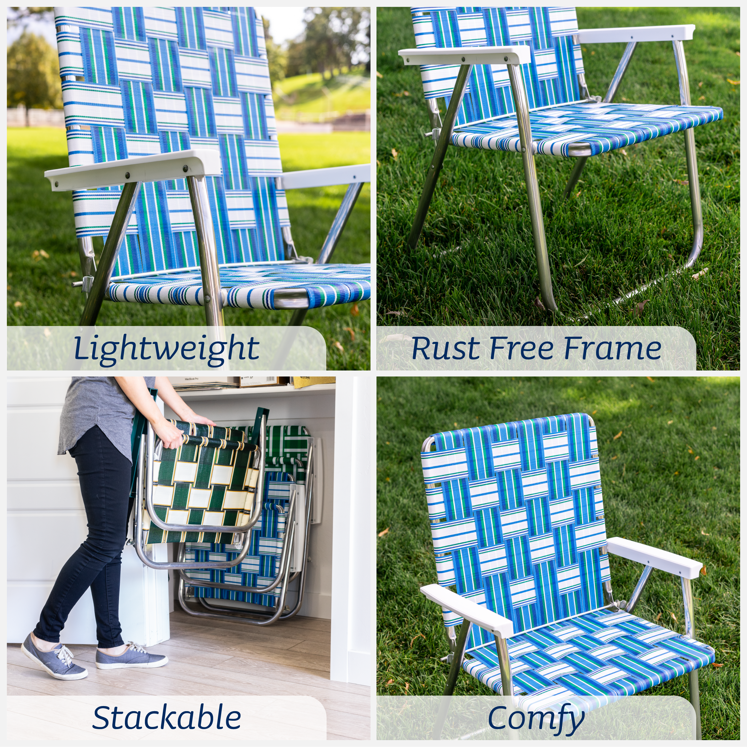 Lawn Chair USA Made in webbing aluminum best chair