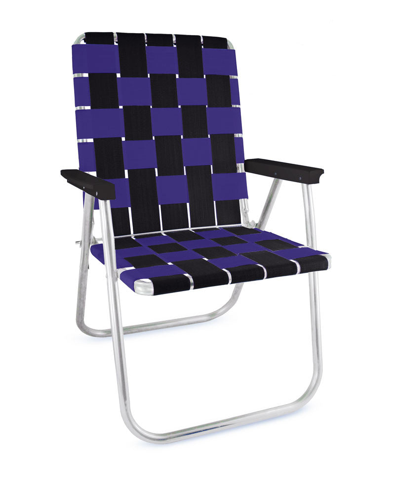 Black/Purple Folding Aluminum Lawn Chair Deluxe