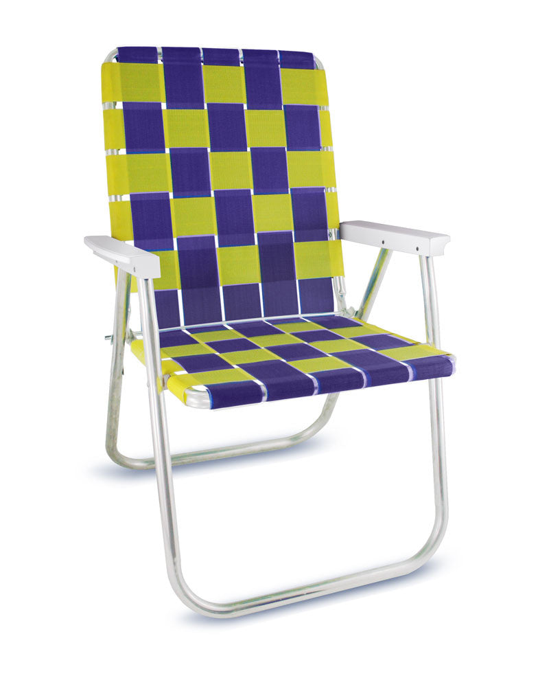 Purple/Yellow Folding Aluminum Webbing Lawn & Beach Chair Deluxe