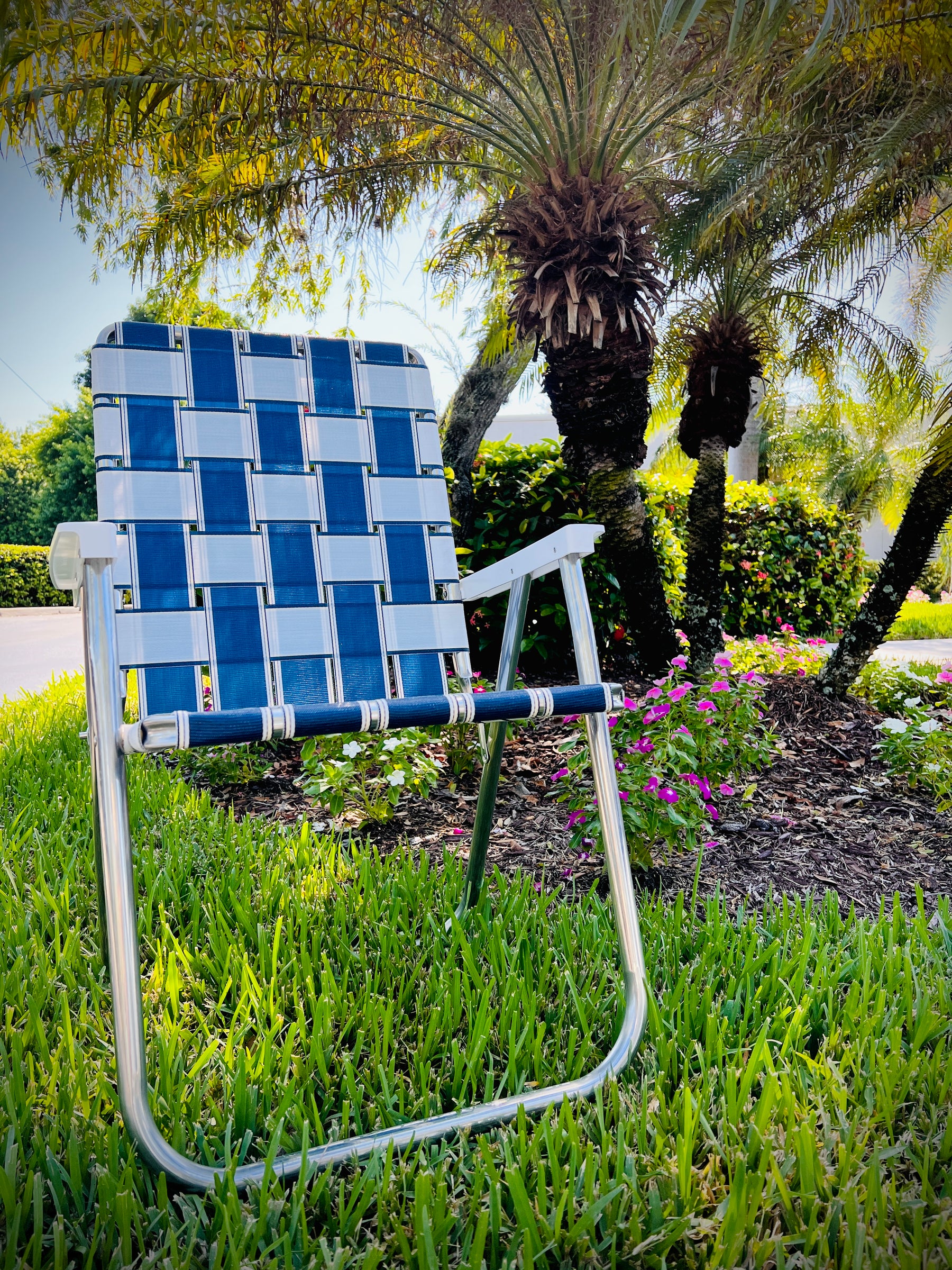 Free Shipping Navy Blue Classic Aluminum Folding Chair Lawn Chair USA