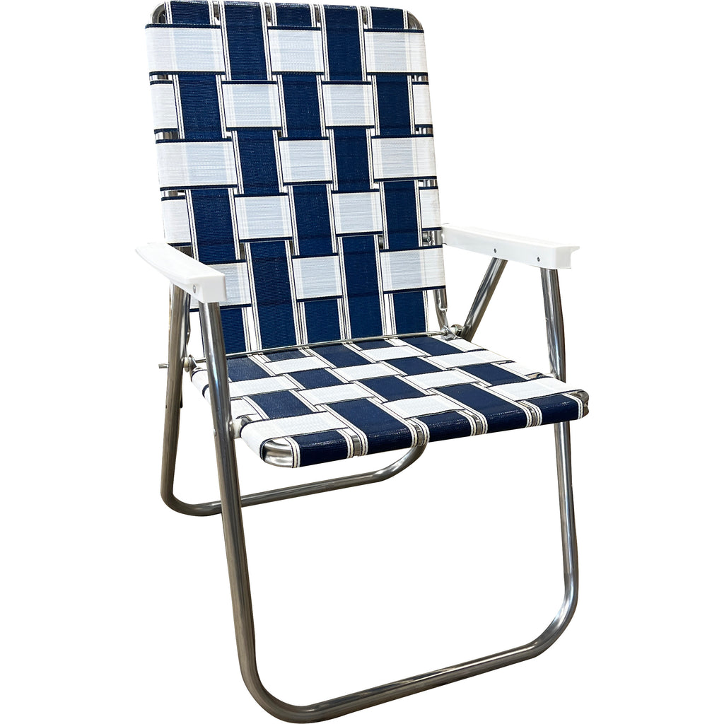 St. Augustine Classic Chair with White Arms Lawn Chair USA Aluminum Webbing Chair