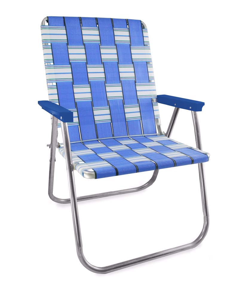 Lawn Chair USA Blue Sands Aluminum Webbing Magnum Chair with Blue Arms